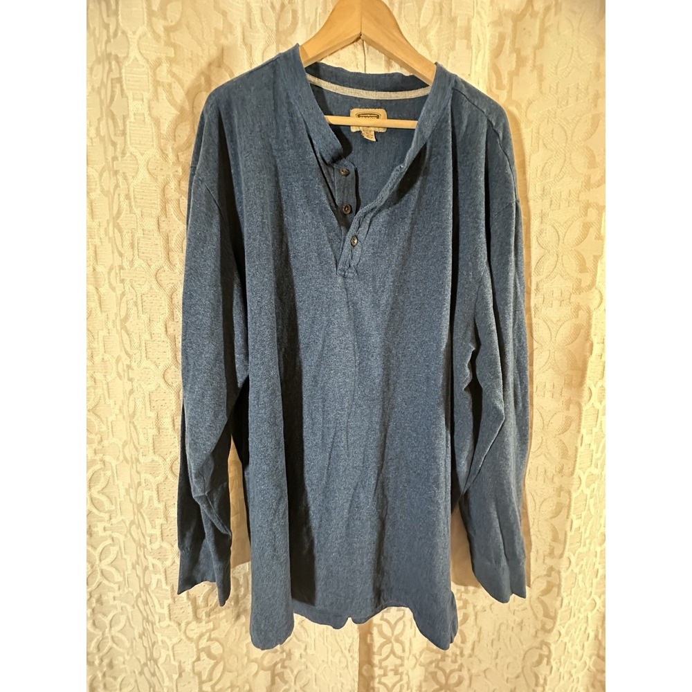 The Foundry Henley Shirt Men's Blue Long Sleeve Cotton Blend Casual Size 3XLT